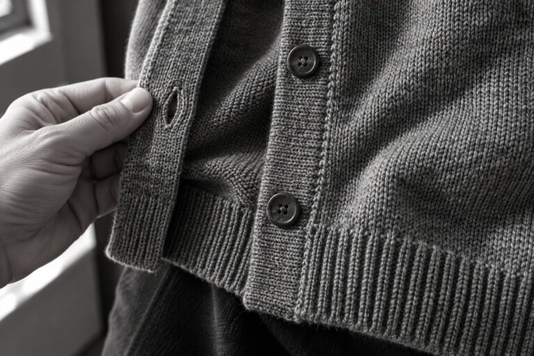 Cardigan Details to Confirm: Placket, Buttons, Collar and Rib