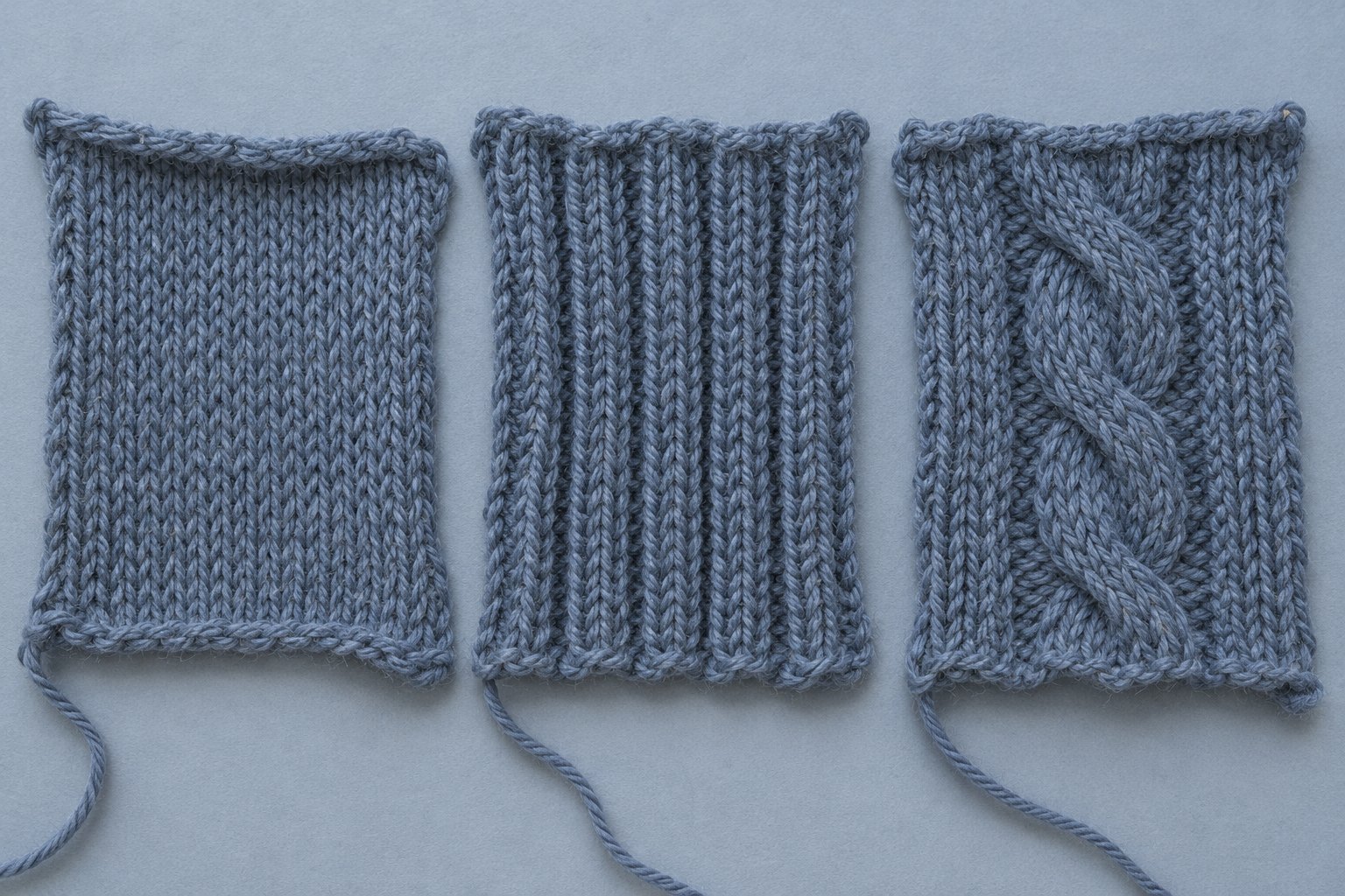 AI illustration comparing plain, rib and cable knit structures