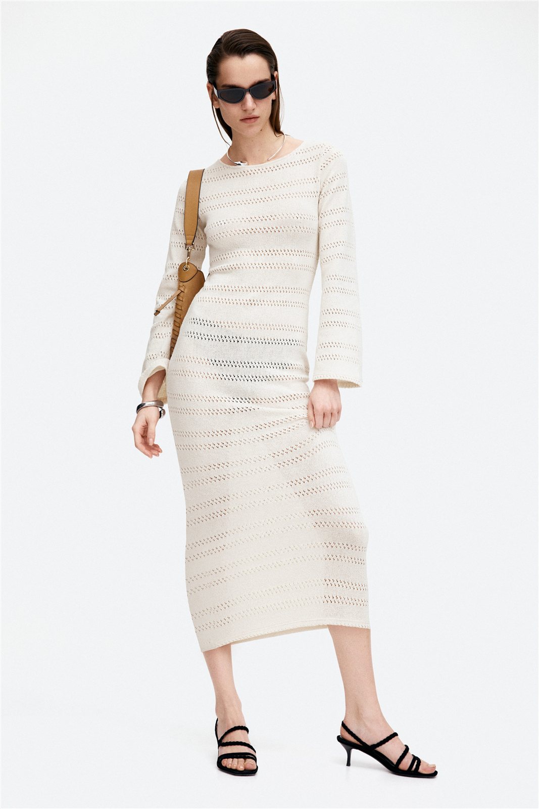 Cream Long-Sleeve Knit Dress — knitwear style reference