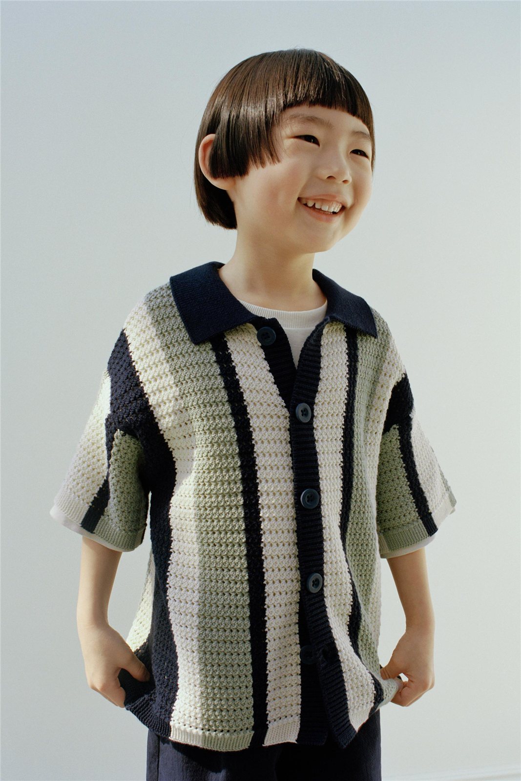 Contrast-Panel Knit Shirt — knitwear style reference