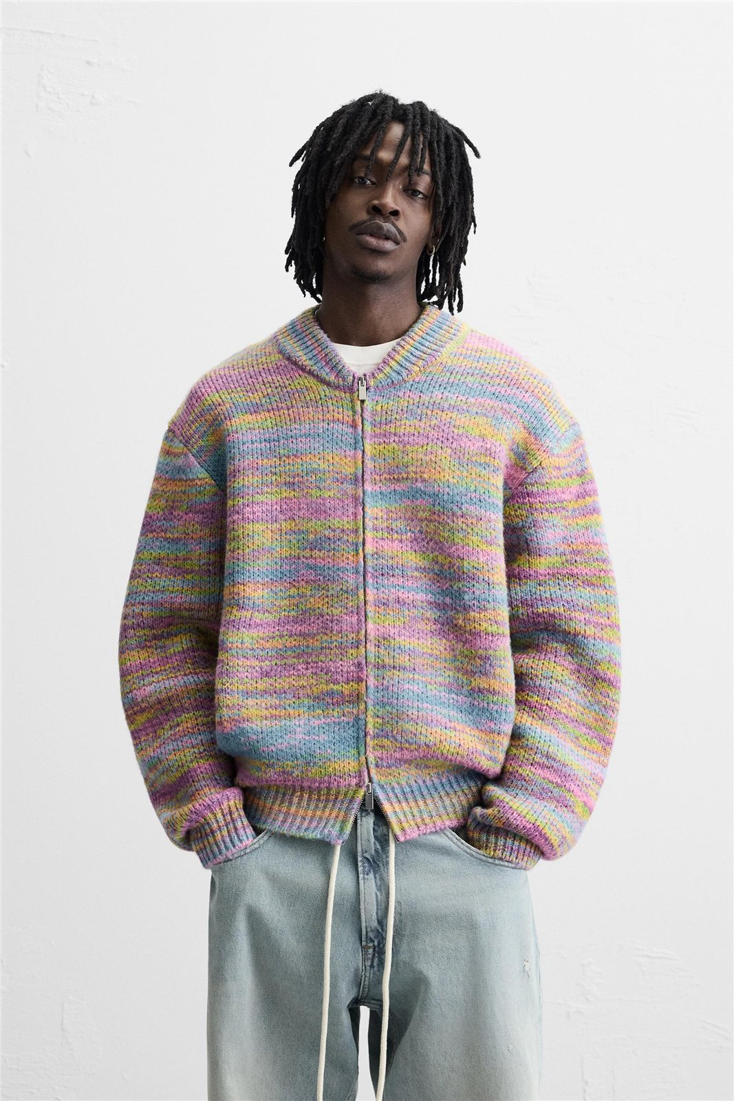 Multicolour Zip Knit Cardigan — knitwear style reference