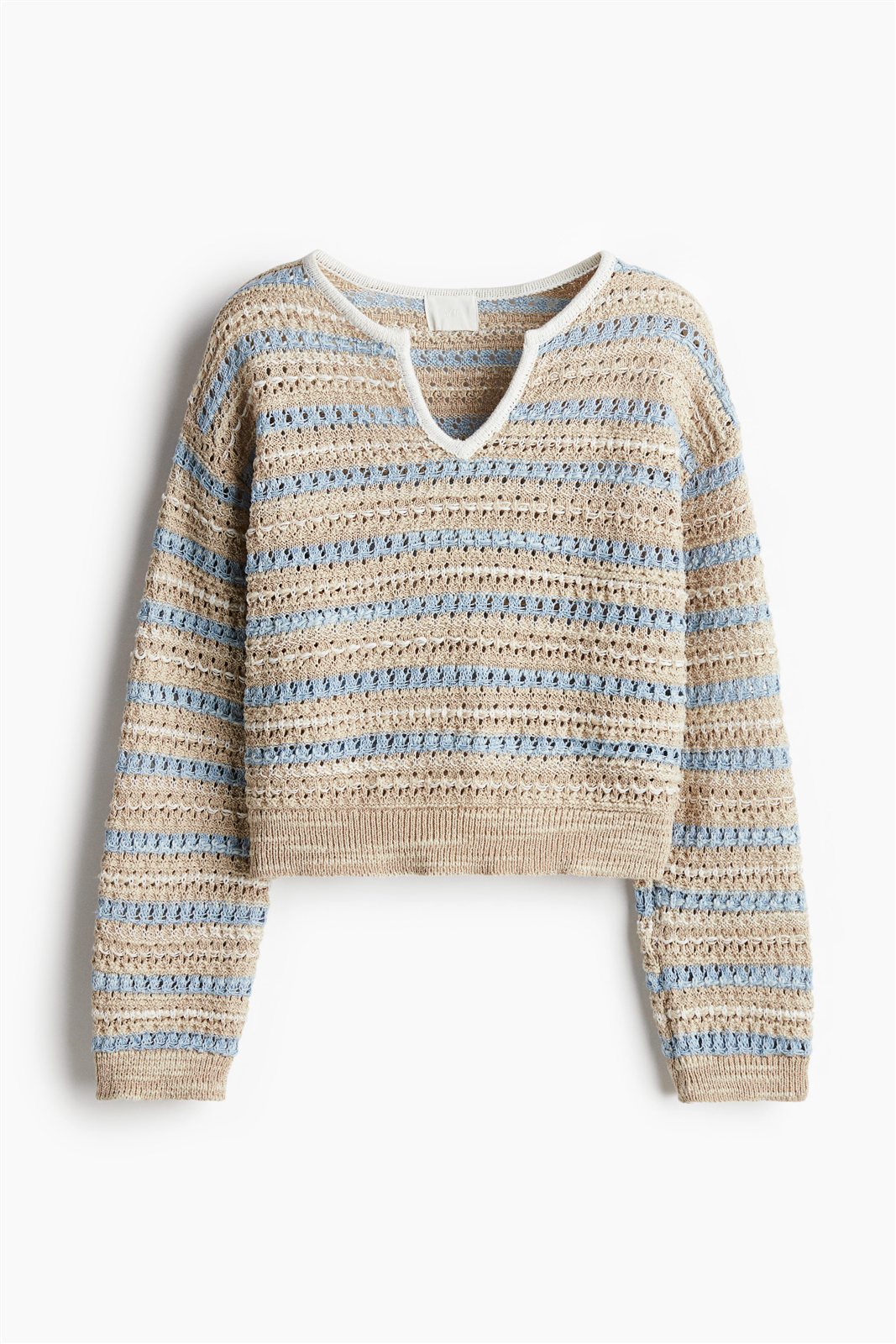 Openwork Striped Knit Top — knitwear style reference