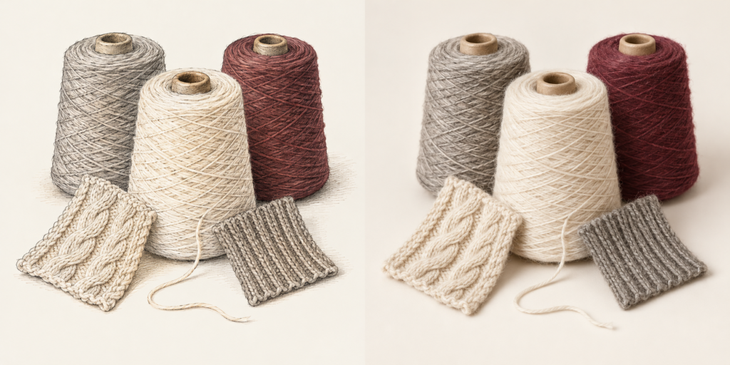 Hand-drawn agree yarn & stitch