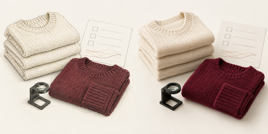 Hand-drawn knit & check