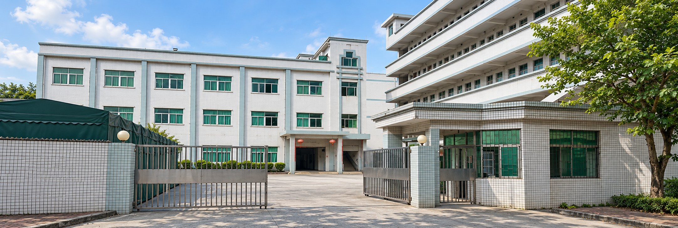 Factory entrance and building exterior