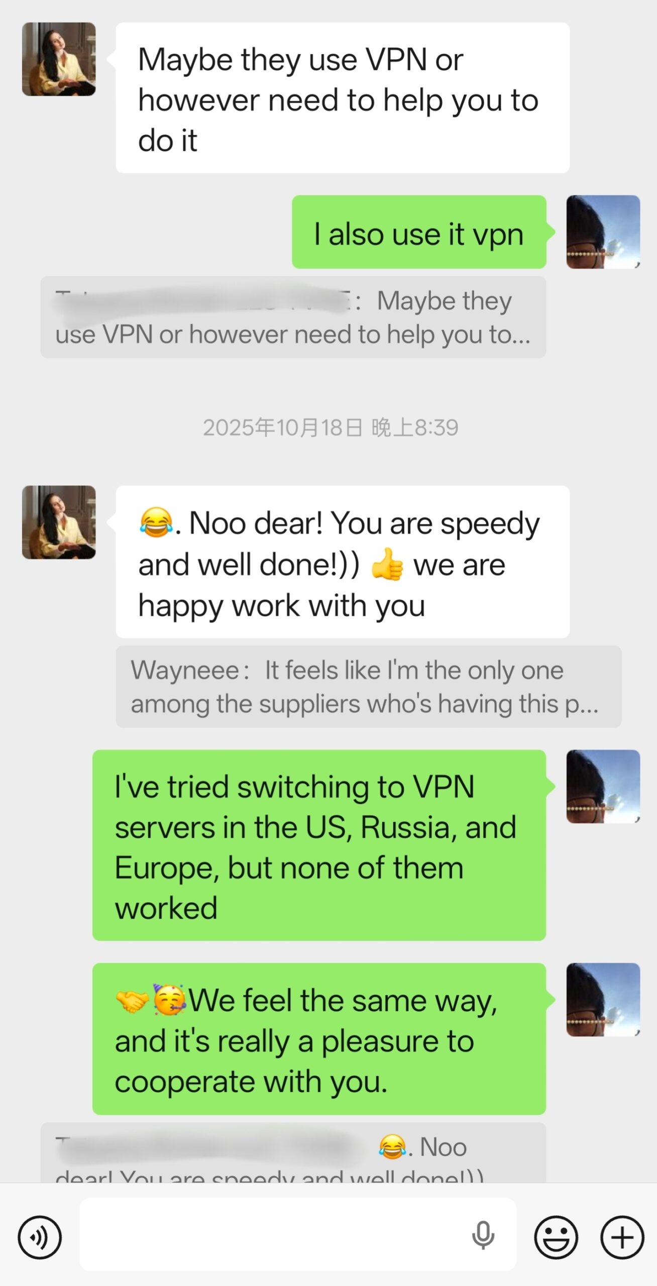 Original client message about communication