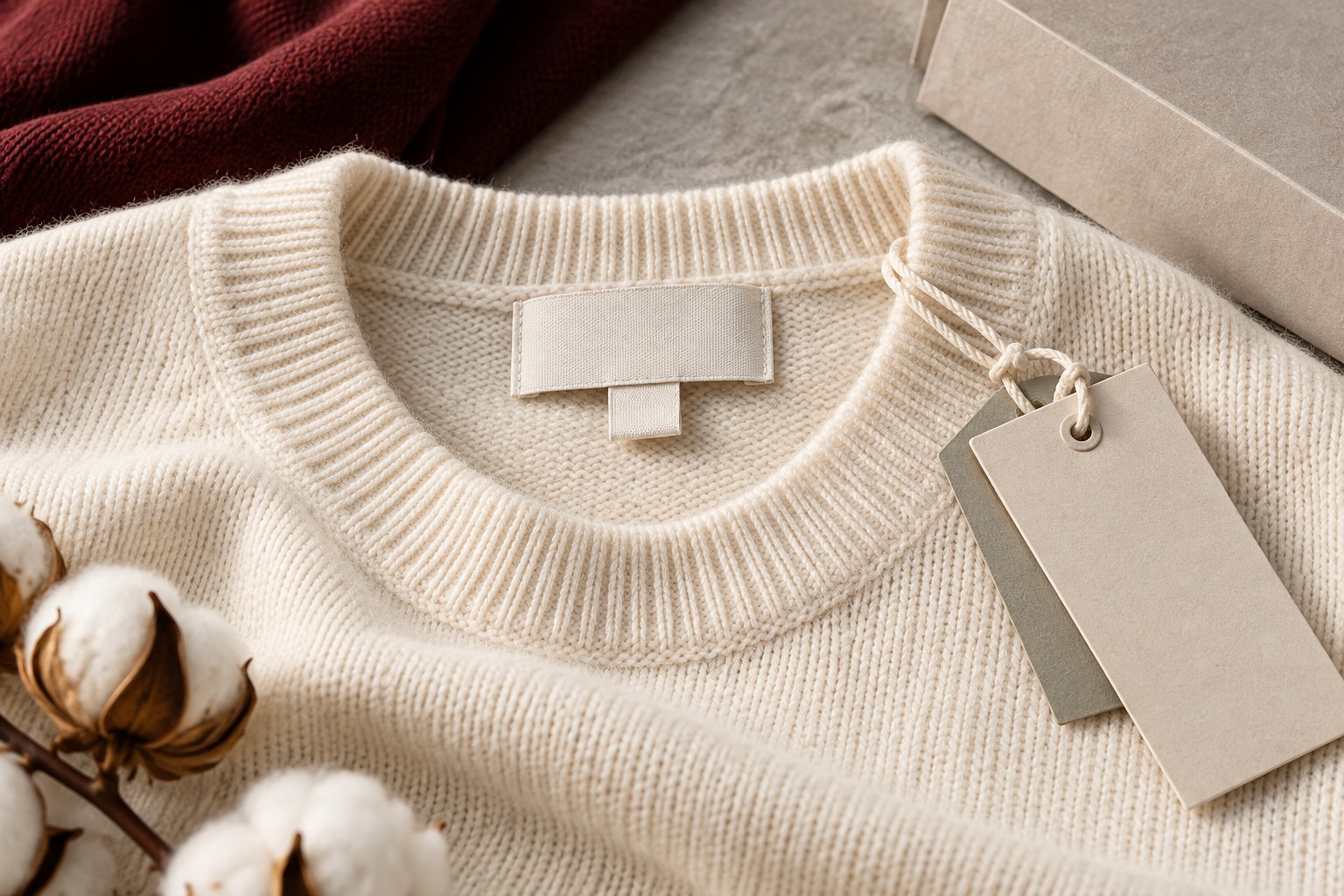 Blank knitwear label and hangtag reference