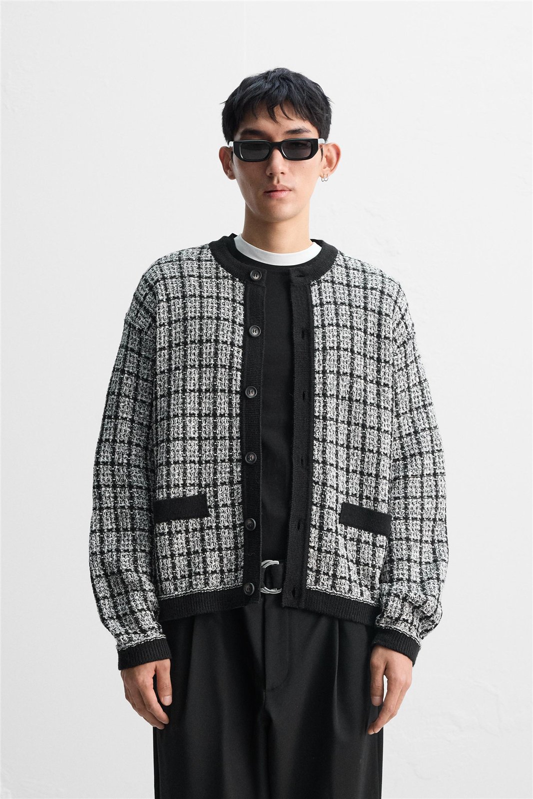 Contrast-trim cardigan