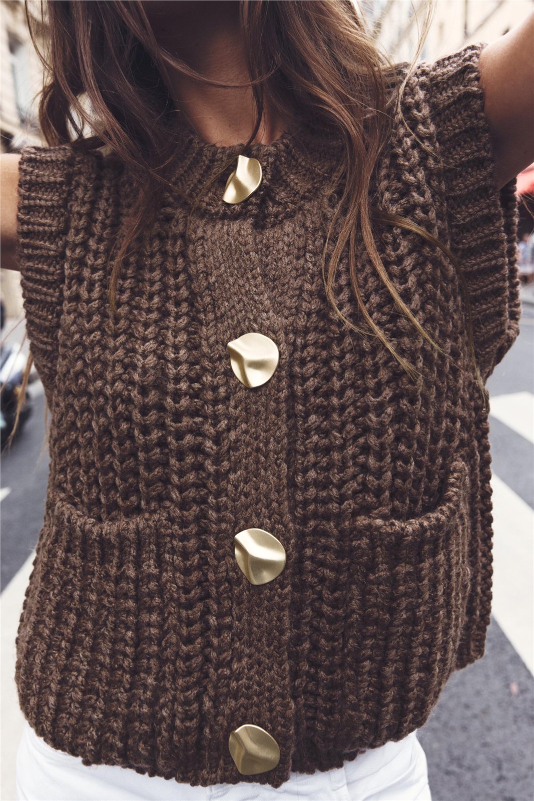 Textured Button-Front Vest — knitwear style reference